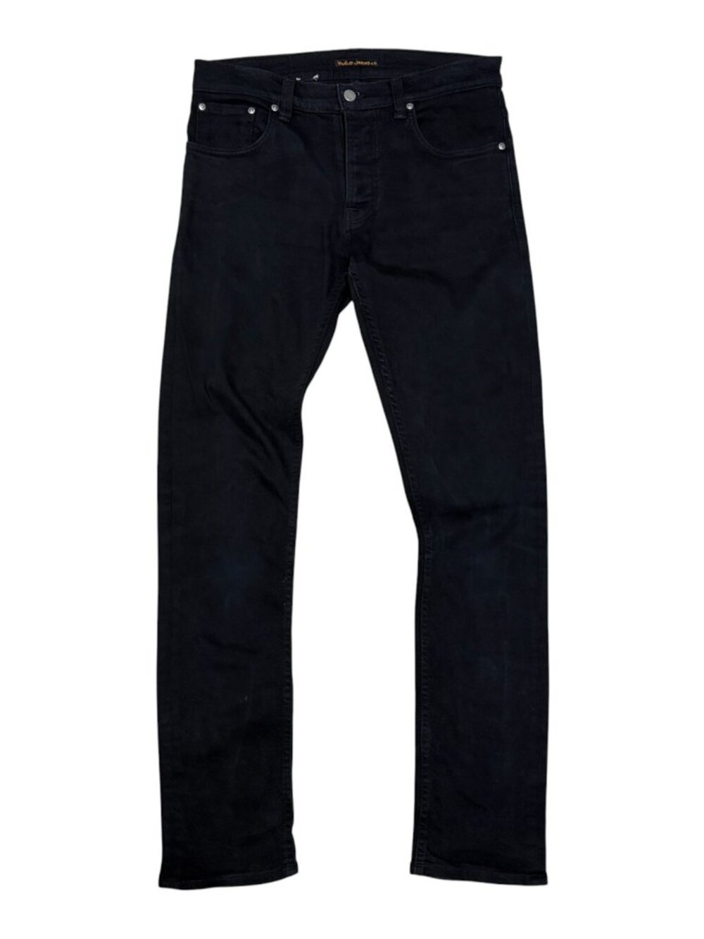 NUDIE JEANS Black Denim GRIM TIM Organic Cotton Pants Mens 32x34